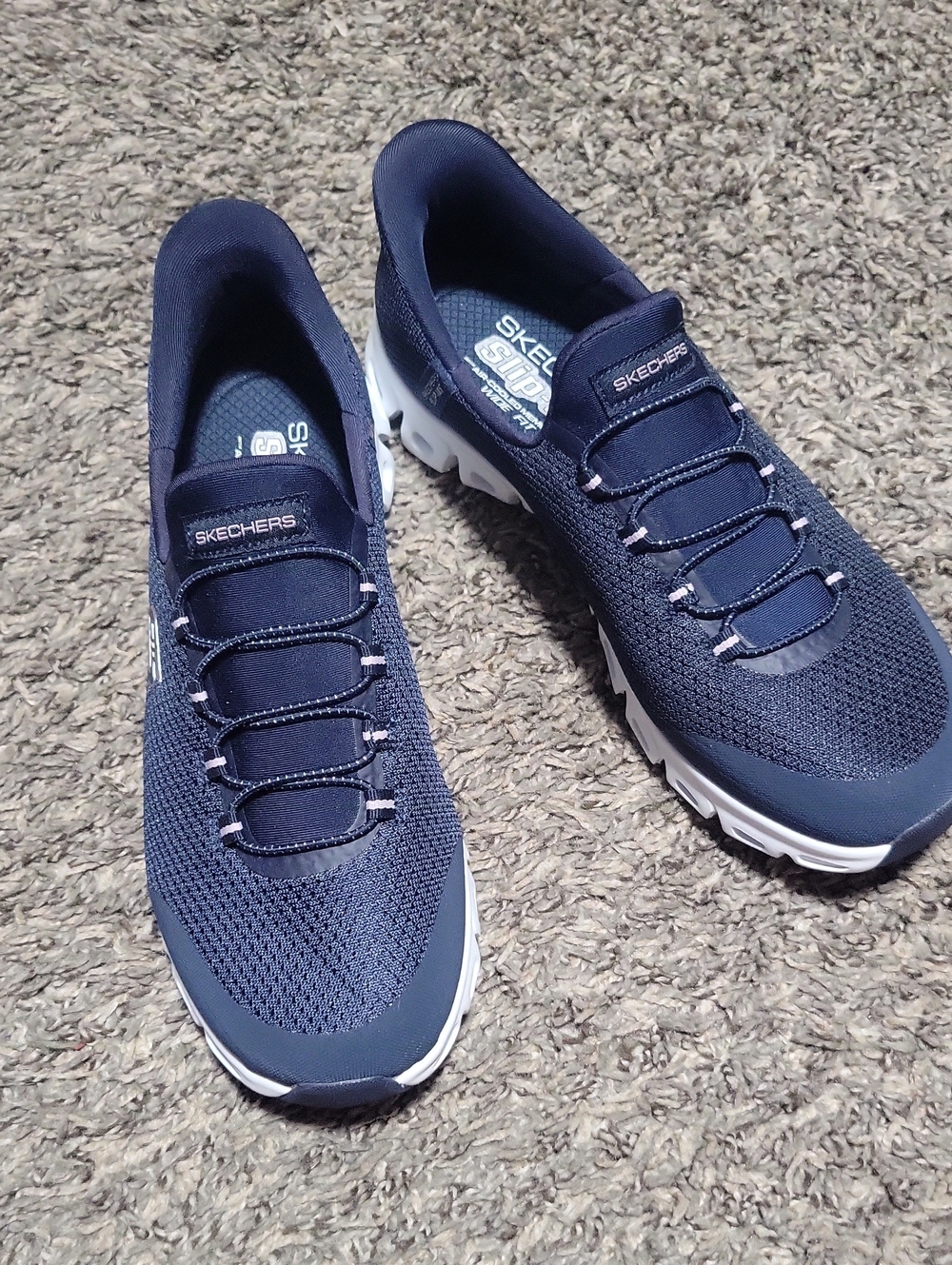 Skechers Women's Navy Knit Slip-On Athletic Sneakers